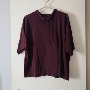 EILEEN FISHER Burgundy Wine Stretch Organic Cotton Bowl Top XL